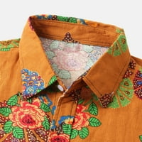 Muški blok u boji s kratkim rukavima majice pamučna posteljina casual ljetni patchwork print haljina