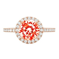 1.86ct okrugli rez crveni simulirani dijamant 14k ružičasti ružičasti zlatni gravirajući izjavu bridalne