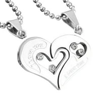 Privjesak za srce Jednostavni titanijum čelik Love Rhinestone Par Clavicle ogrlica za dan zaljubljenih
