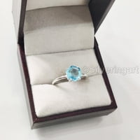 Swiss Blue Topaz prsten, srebrni prsten, ženski prsten, prirodni topaz, novembar roštilj, božić, zahvalnost,