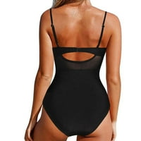 Ženski kupaći kostimi za kontrolu trbuha bandeau visoki struk kratki rukav plaža A-line unazad crnac