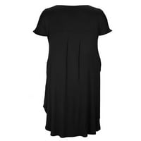 Haite Ladies Sundress kratki rukav ljetni maxi haljine plus veličina duga haljina za odmor V izrez crni