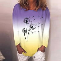 Yueulianxi Ženski gradijentni tiskani majica s dugim rukavima, majica za bluzu