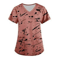 Cleance Womens Ljetni vrhovi Ženska bluza s kratkim rukavima Grafički printova Bluze V-izrez Moda, Pink,