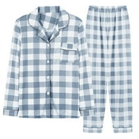 Ženske pidžame postavio je dugme za spavanje s dugim rukavima niz noćna odjeća Mekane duge hlače PJS