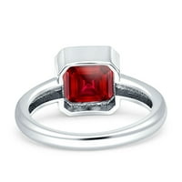 Bezel set x Asscher Prsten za vjenčanje simulirani rubin srebrni