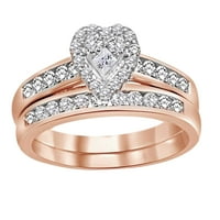 Princeza i okrugli oblik Bijeli prirodni dijamantski klimaljski prsten za mladenke u 10k ružin zlatni