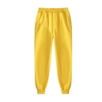Iopqo Muške casual pantalone muškarci i žene jesen i zimski slobodno vrijeme hlače od solikih boja žute
