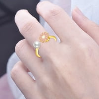 Heiheiup Sterling srebrni prsten za anksioznost za žene podesivi otvoreni kubični cirkonijski prsten