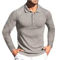 Lovskoo Muška gumba Crta Rever Slim pletene pulover dugih rukava Duks patchwork Color s muškim majicama