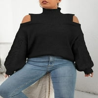 Singreal ženski kabel pletiva hladno ramena visoki vrat rukav džemper sa pulover skakačem