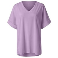 Ležerni vrhovi za žene Fit Ležerne prilike udobnosti V-izrez Solid Color Lad soft Top Plus size bluza
