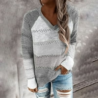 Riforla Fashion Women Casual Patchwork V-izrez duge rukave džemper bluza vrhovi ženskog pulover džemper