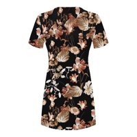 Haljine za prodaju za žene plus veličine kratkih rukava za tisak cvjetnog uzorka haljina okrugla izrez