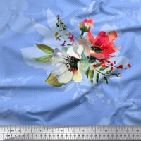 Soimoi Satin Silk tkanina točka, lišće i anemonski cvijet otisak šivaći tkaninski dvorište širom