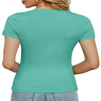 Glonme majica za žene kratki rukav ljetni vrhovi pulover majica odbojnog pulover prozračne posade izrez