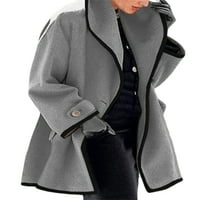 Žene tople duguljastog jakne od vune od vune gubene gumne gore džepni kaput