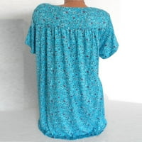Žene plus veličina kratkih rukava V-izrez za ispis bluza pulover vrhove košulje za žene Thers Ljetno