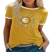 Niveer ženski ležerni suncokret Tee dame boemska majica Moon tiskani radno lice Ispis modnog pulover
