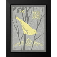 Babbitt, Gwendolyn Crni moderni uokvireni muzej umjetnički print pod nazivom - siva i žuta ptica II