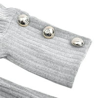 Ženska jesen zima gornji kaput modni ženski luk ovratnik čvrsti gumb rukav pleteni džemper toplo gornji