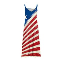 Jophufed 4. srpnja Dan nezavisnosti Američka zastava Maxi haljina, ženska modna remena srednji struk