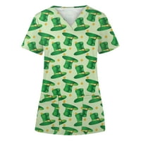 V-izrez za ljetne tunike Žene Majice Loose Finding Shamrock Clover Grafički pisci_Tops Radno odijevanje