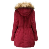 Pgeraug jakne za žene Ženski topli dugi rukav džepni džep podstavljeni kaput zimski kaputi za žene crvene