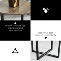 Acekid okrugli stolić za kavu, križne metalne noge Sofe bočni stol
