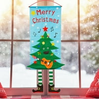 Sretan božićni prozor potpisao sa božićnim zidnim visećim bannerom za ukras u prednjim vratima Božić