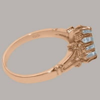 Britanci napravio 14K ružičasti zlatni akvamarinski prsten ženski zaručni prsten - Opcije veličine -