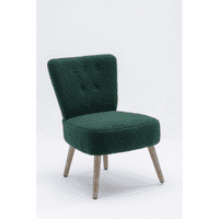 Dugme tkanina Accent Slipper stolica sa drvenim nogama za trpezariju dnevni boravak, zeleno