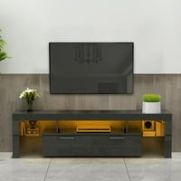 Black Morden TV postolje sa LED svjetlima, visoko sjajno prednji TV ormar, mogu se sastaviti u dnevnom