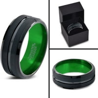 Manoukian Tungsten Vjenčani prsten za muškarce Žene Zelena crna Crna ivica četkani polirani vijek trajanja