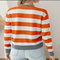 Kokopeaučke žene Stripe majica okrugli vrat dugih rukava jesen na vrhu ležerne labave pulover bluza