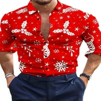 Capreze muns Xmas bluza rever vrat Božićne majice Plaid Tops Redovna fit tunika majica s dugim rukavima