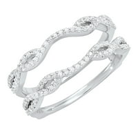 DazzlingRock kolekcija okrugla bijeli dijamantni vjenčani pojam za vjenčanje u dvostruki prsten za žene