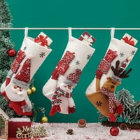 19in Božićne čarape sa Santa Claus Snowman Reindeer Znakovne božićne čarape Pletene čarape za čišćenje