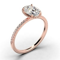 Prekrasan minimalistički 1. karat ovalni rez dijamantski prsten za angažman, cvjetni vjenčani prsten