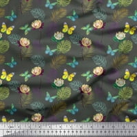 Trošični listovi za baršunaste tkanine Soimoi, cvjetni i leptir tiskani tkaninski dvorište širom