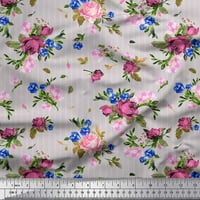 Soimoi Yellow Rayon tkanina pruga, ciklama i ruža cvjetna tiskana tkanina od dvorišta široka