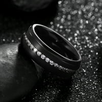 Volfram Carbide Wedding W White Cubic cirkonija Eternity Style w Step rubovi u srebrnoj ili crnoj prstenu