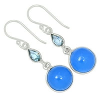 Plavi Chalcedony & Blue Topaz Sterling srebrna nauška XGB nakit Alle-935