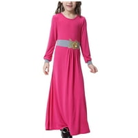 Djevojčana muslimanska haljina za djecu s dugim rukavima opuštena udobna okrugla vrat Pleased ljuljački