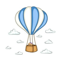 Kućni zidni naljepnica - - Slatki topli zrak Balon Dizajn slatko štene jahanje u letećem balonu vrućeg