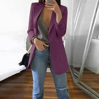 Yubnlvae jakne za žene, ženska casual solidna boja labav kardigan sa džepnim reverima dugih rukava ljubičasta