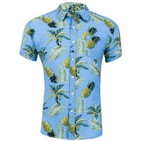 Muškarci Ležerne prilike kratkih rukava Summer V izrez 3D tiskane majice Modne tipke Top bluze
