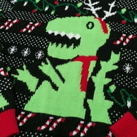 Ženski džemperi crtani ispisani o-vrat dugih rukava jesen zimski crtani zeleni dinosaur pulover slobodnog