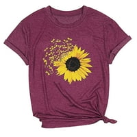 -Shrijanje za žene modni cvijet kratki rukav cvjetni ispis O-izrez kratka majica labava bluza top košulja