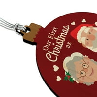 Prvi Božić kao baka Djed Santa gospođa Claus Wood Christmas Tree Holiday Ornament